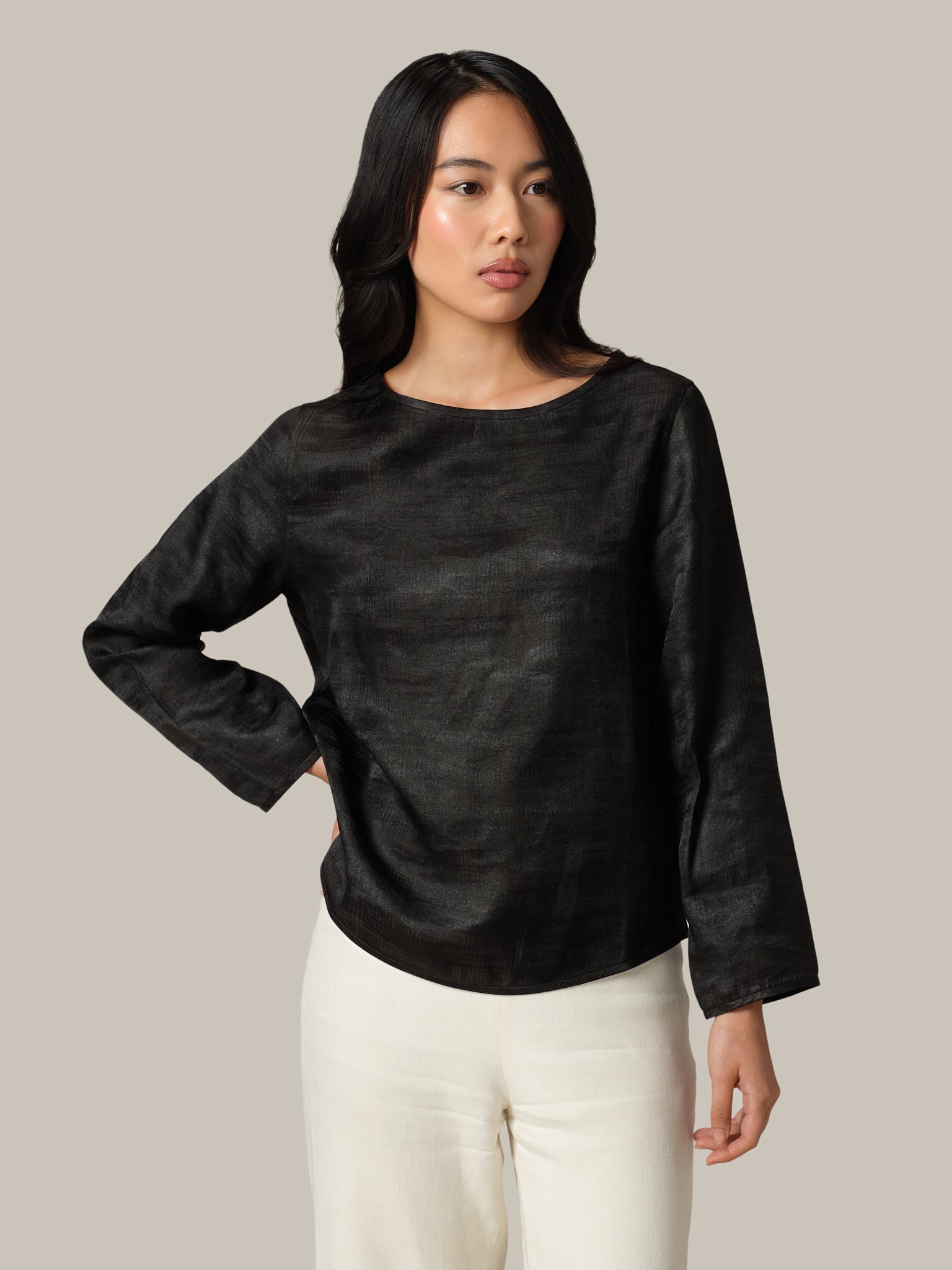 Long Sleeve Boat Neck Shirt